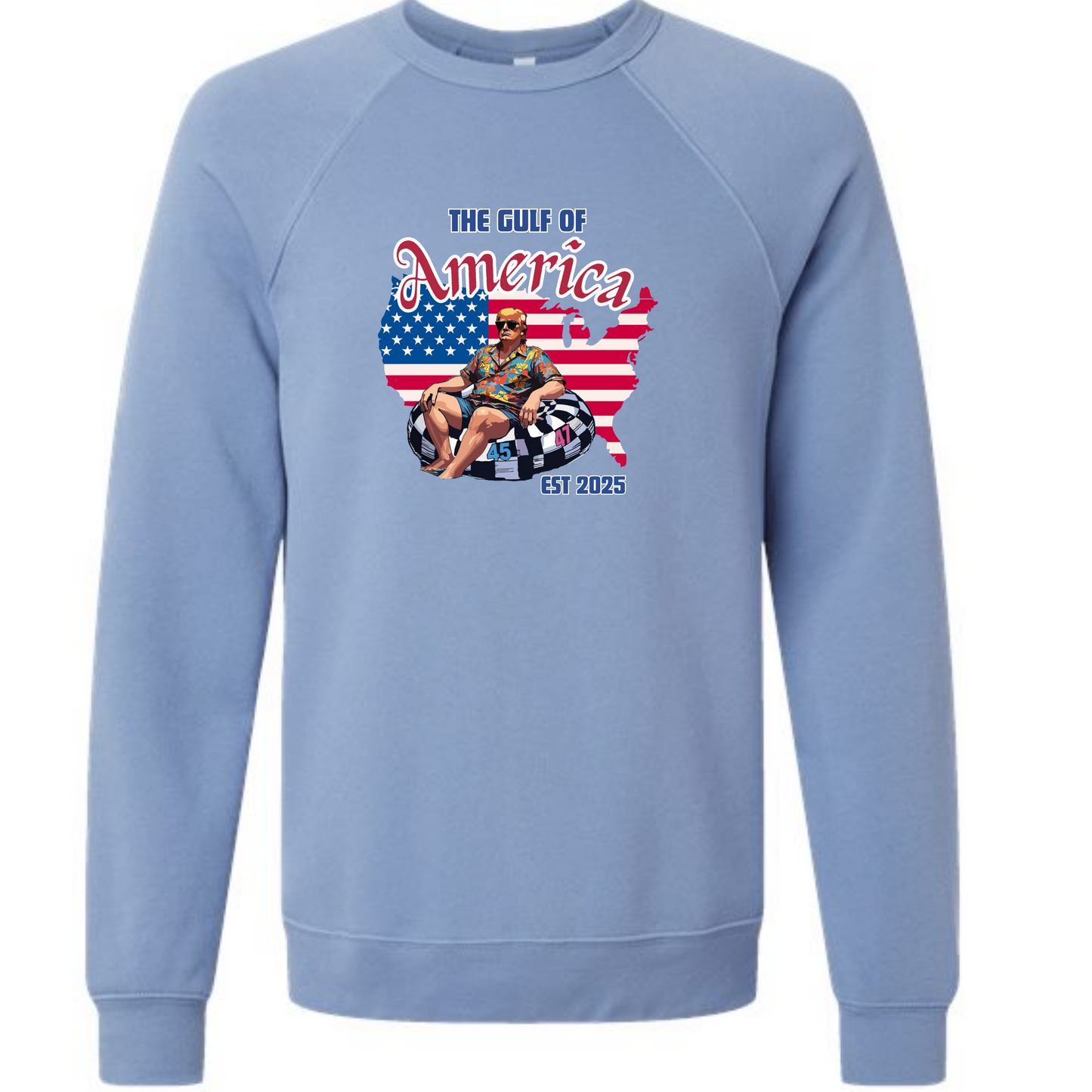 The Gulf of America - Sponge Fleece Raglan Sweatshirt - Blues, Greens, Purple, and Black
