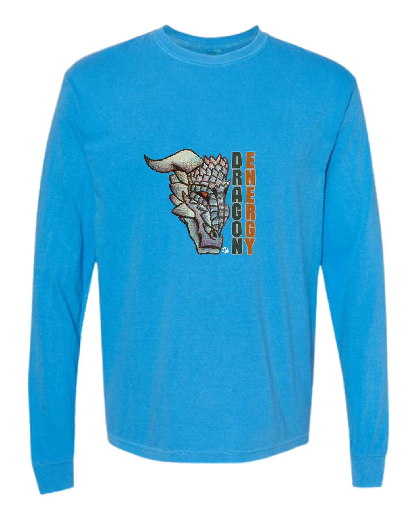 Dragon Energy - Comfort Colors - Heavyweight Long Sleeve Tee - Blues & Greens