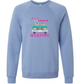 Get in Loser We're Playing Mahjong- Sponge Fleece Raglan Sweatshirt - Blues, Greens, Purple, and Black