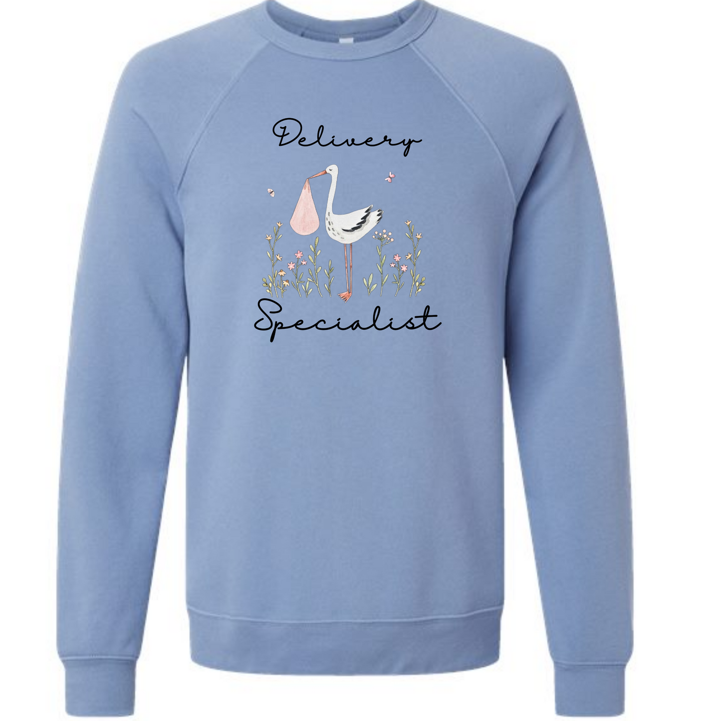 Delivery Specialist - Sponge Fleece Raglan Sweatshirt - Blues, Greens, Purple, and Black