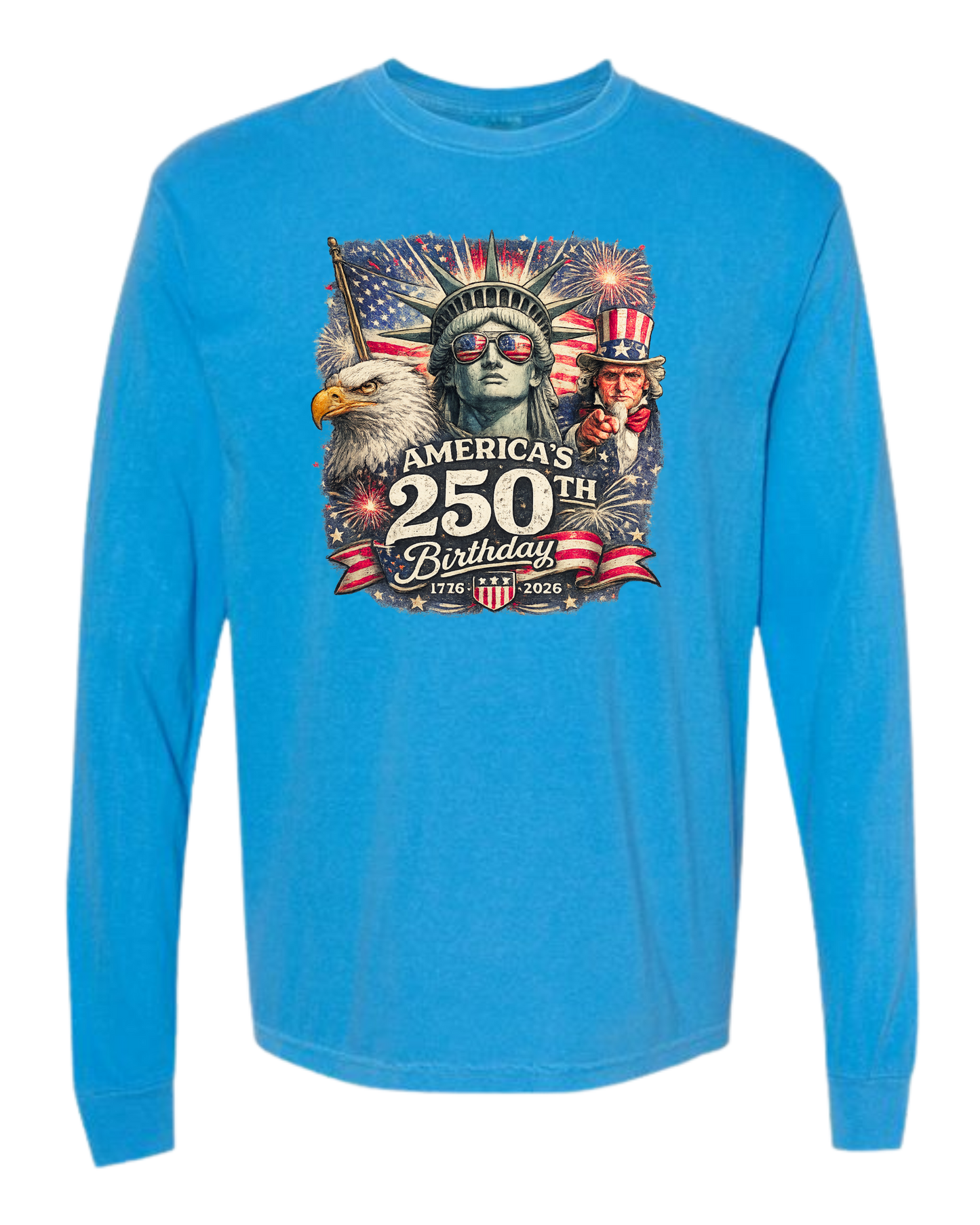 America's 250th Birthday - Comfort Colors - Heavyweight Long Sleeve Tee - Blues & Greens