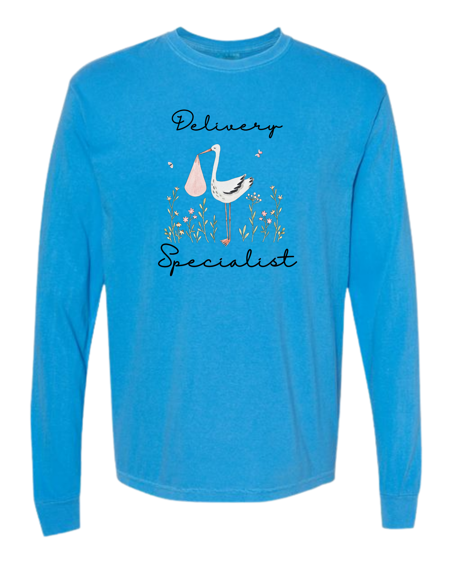 Delivery Specialist - Comfort Colors - Heavyweight Long Sleeve Tee - Blues & Greens