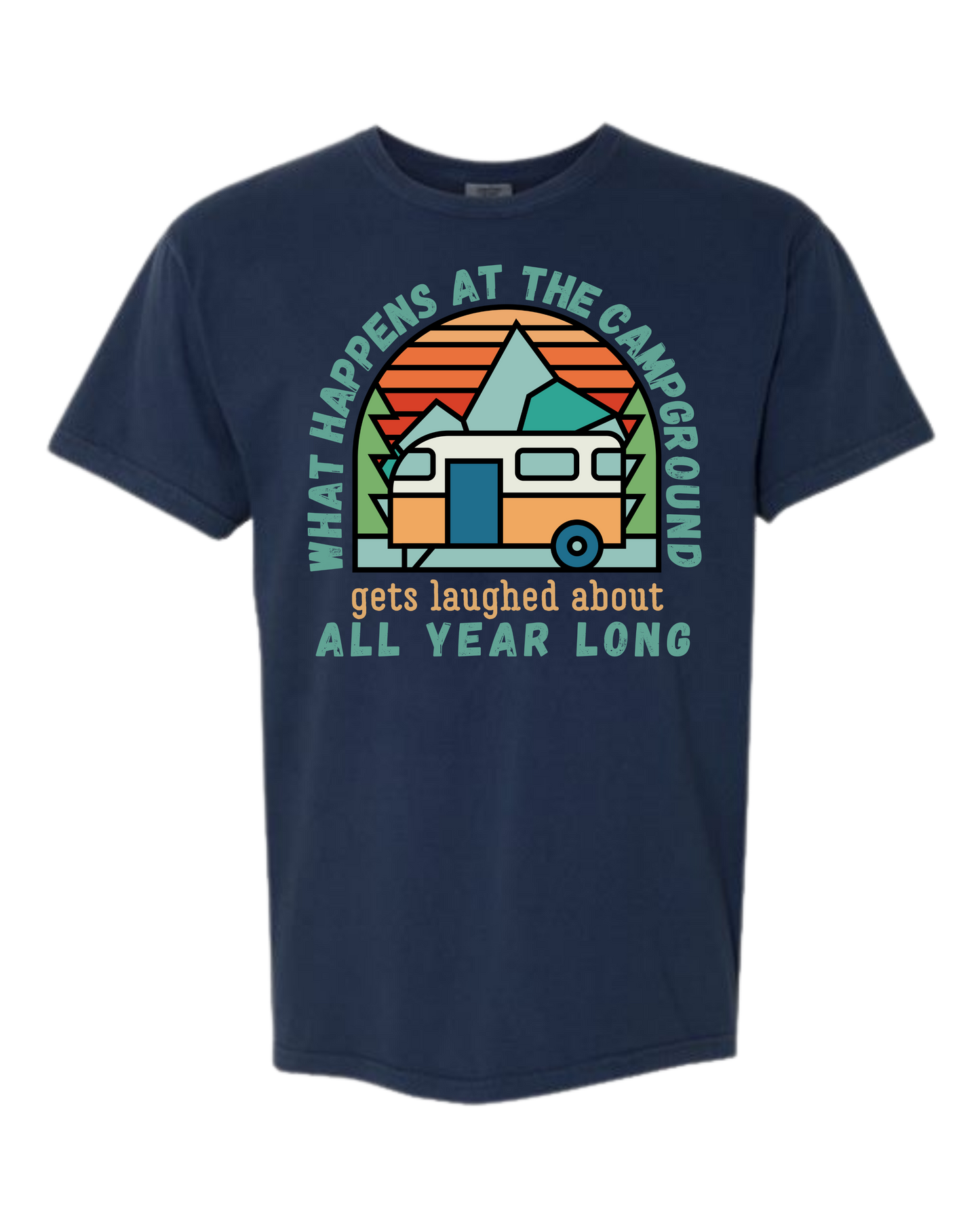 What Happens At The Campground - Comfort Colors - Heavyweight Unisex Tee - Blues