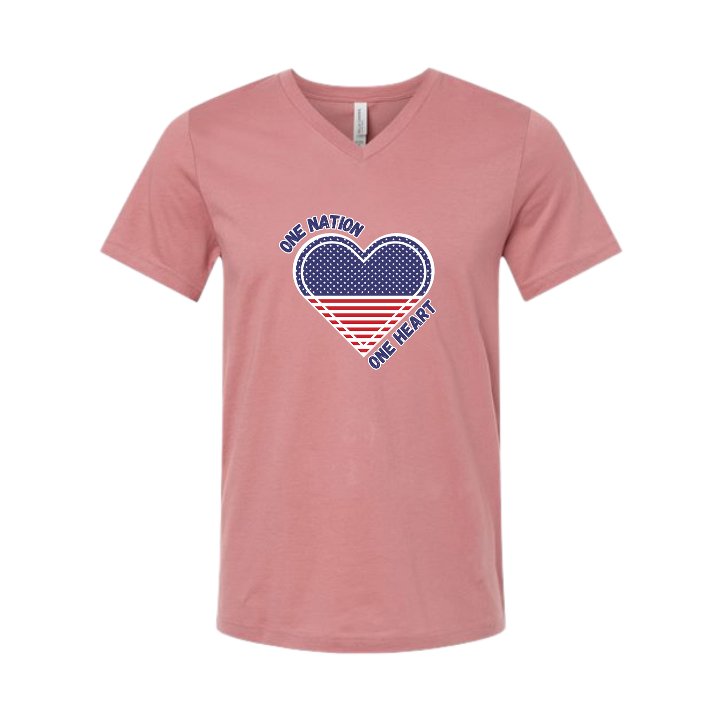 One Nation One Heart - Bella+Canvas - Unisex V-Neck - Assorted Colors