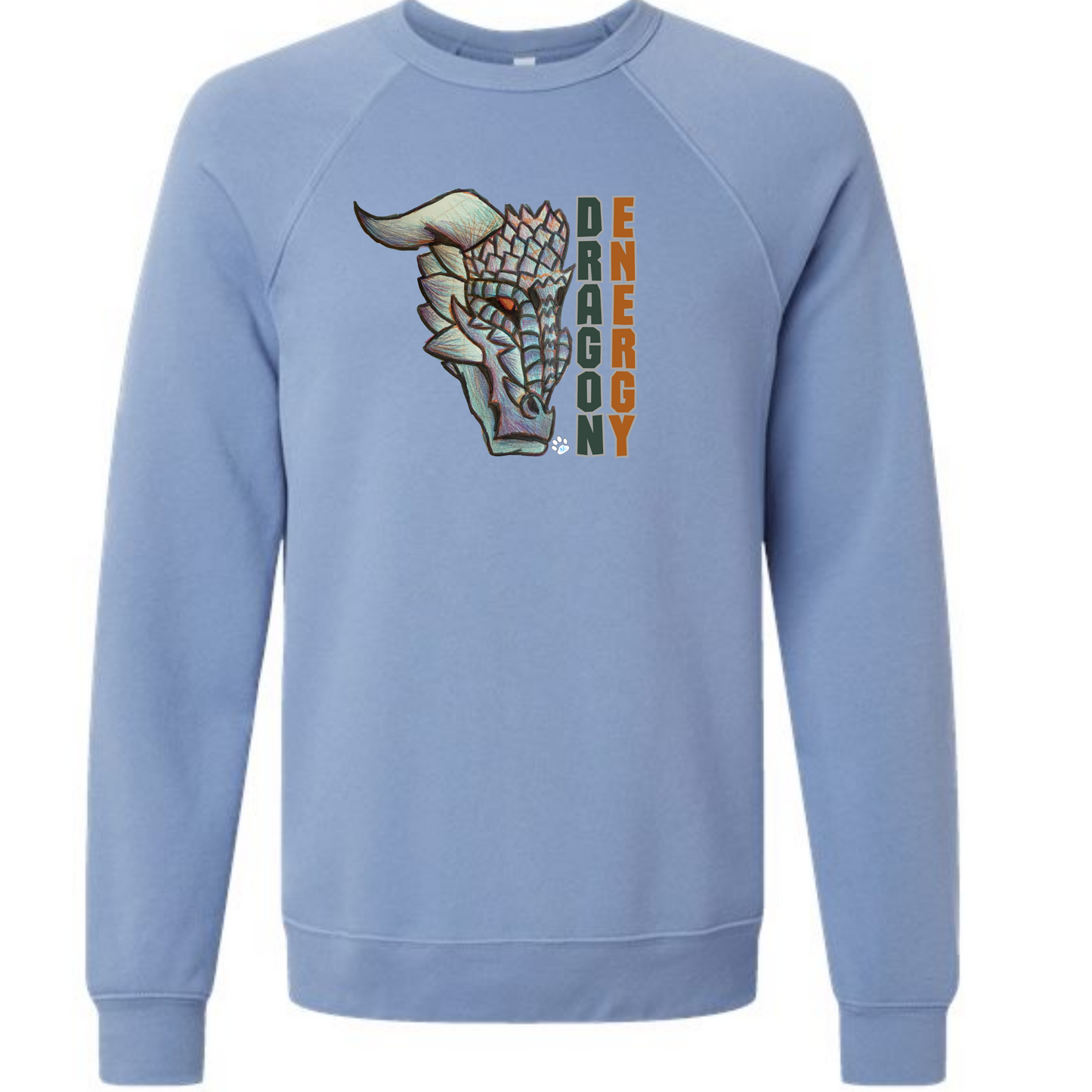Dragon Energy - Sponge Fleece Raglan Sweatshirt - Blues, Greens, Purple, and Black
