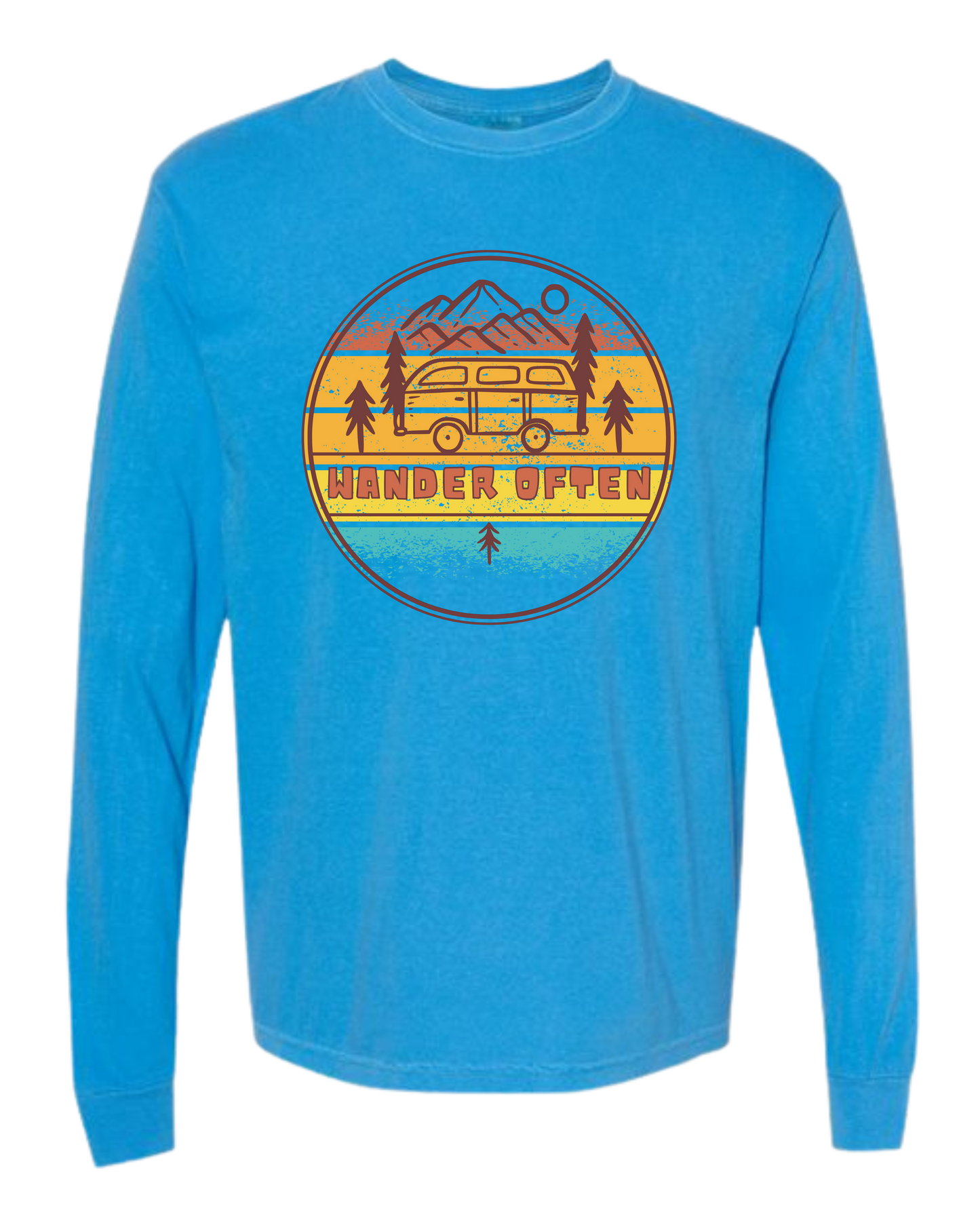 Wander Often - Comfort Colors - Heavyweight Long Sleeve Tee - Blues & Greens