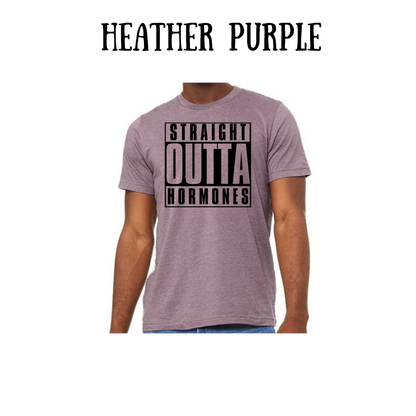 straight outta hormones - unisex tee - pinks, purples, neutrals