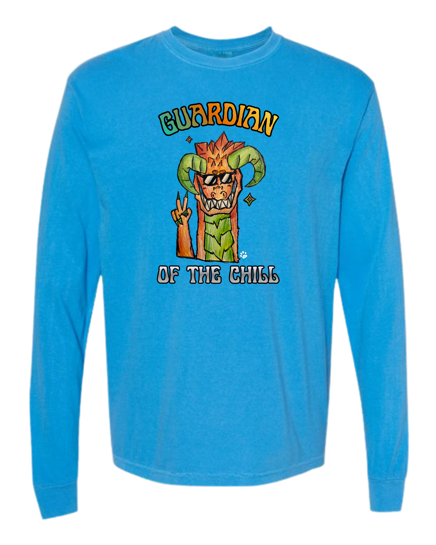 Guardian of The Chill - Comfort Colors - Heavyweight Long Sleeve Tee - Blues & Greens