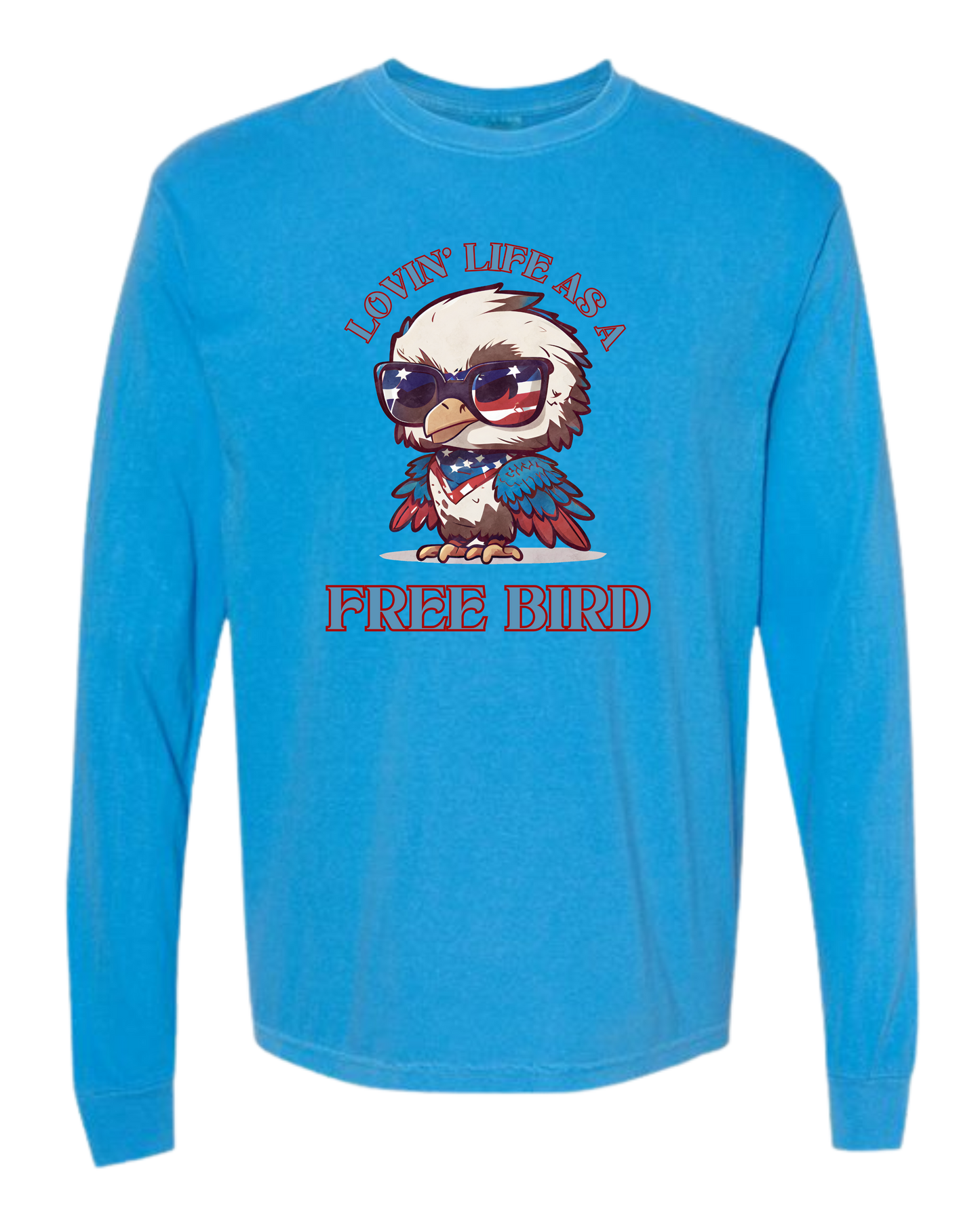 Lovin' Life as a Free Bird - Comfort Colors - Heavyweight Long Sleeve Tee - Blues & Greens