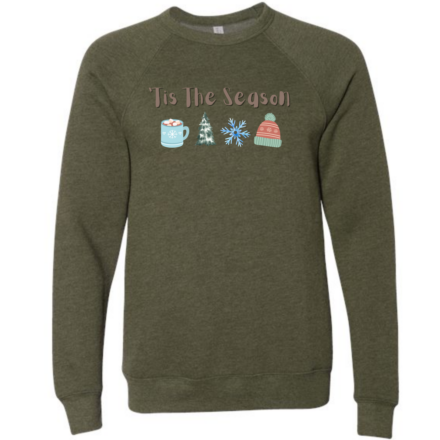 'Tis The Season - Winter - Sponge Fleece Raglan Sweatshirt - Greens, Neutrals