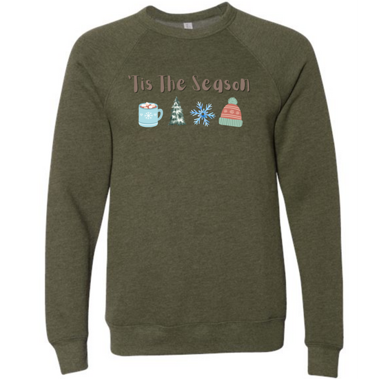 'Tis The Season - Winter - Sponge Fleece Raglan Sweatshirt - Greens, Neutrals