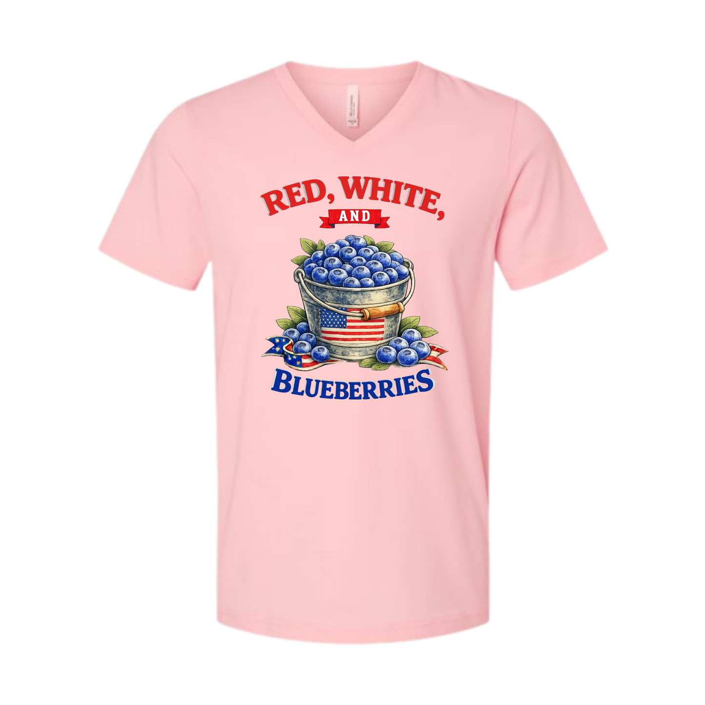 Red, White, And Blueberries - Bella+Canvas - Unisex V-Neck - Assorted Colors