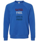 Saved. Free. Loud & Proud - Sponge Fleece Raglan Sweatshirt - Blues, Greens, Purple, and Black