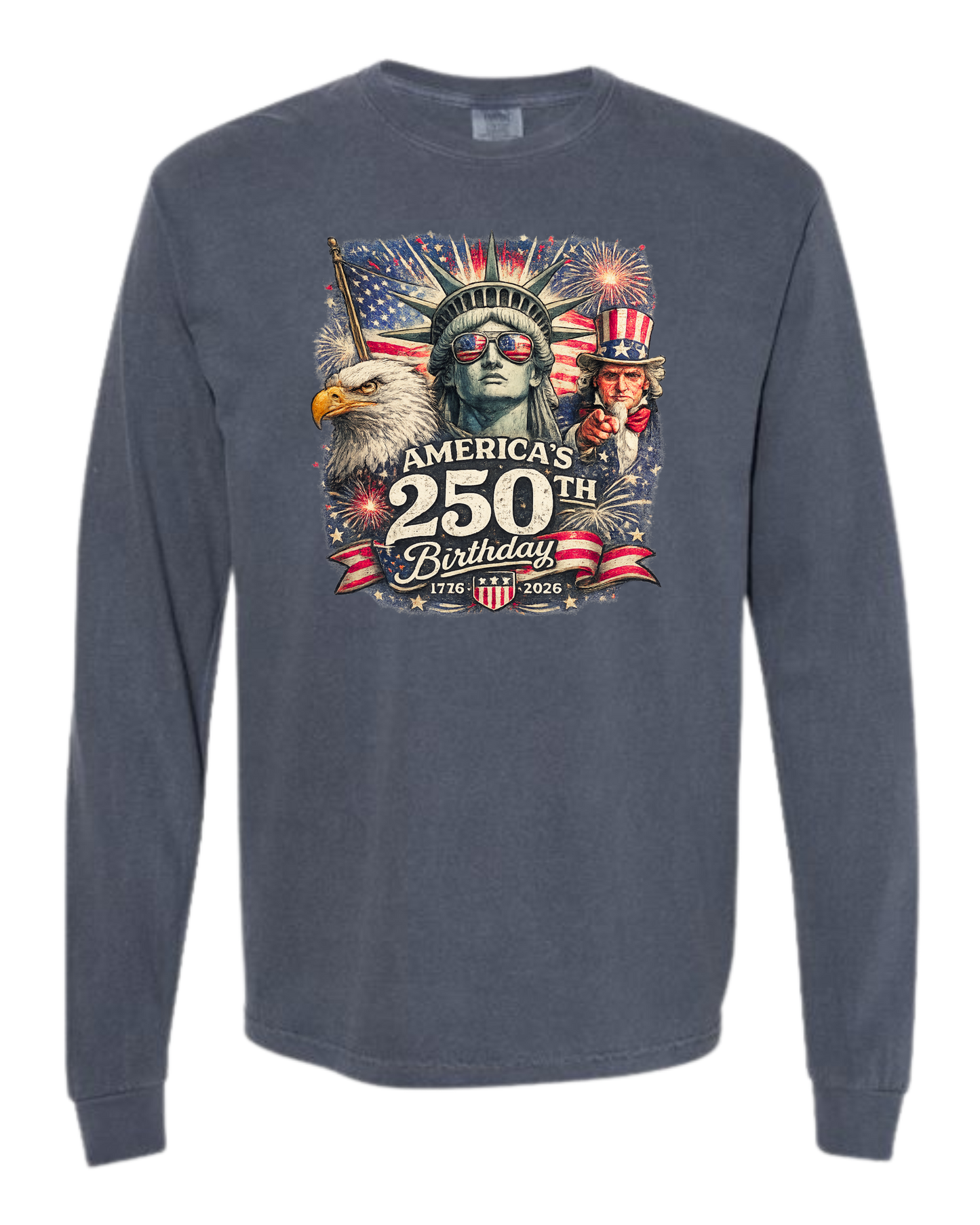America's 250th Birthday - Comfort Colors - Heavyweight Long Sleeve Tee - Blues & Greens