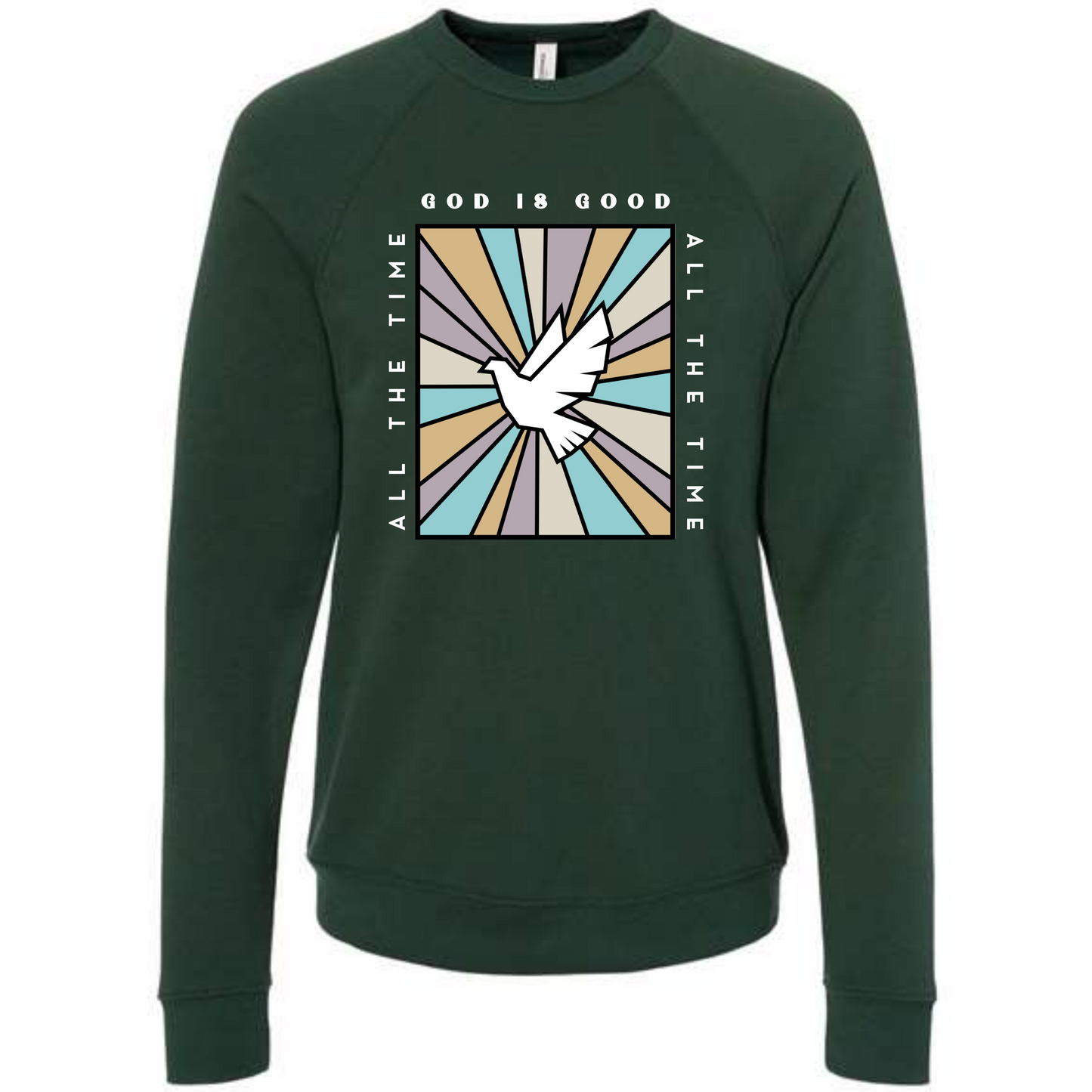 God is Good - Sponge Fleece Raglan Sweatshirt - Greens, Neutrals