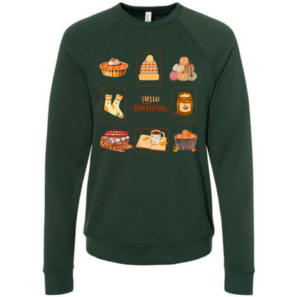 HP - Hello Autumn - Sponge Fleece Raglan Sweatshirt - Greens, Neutrals