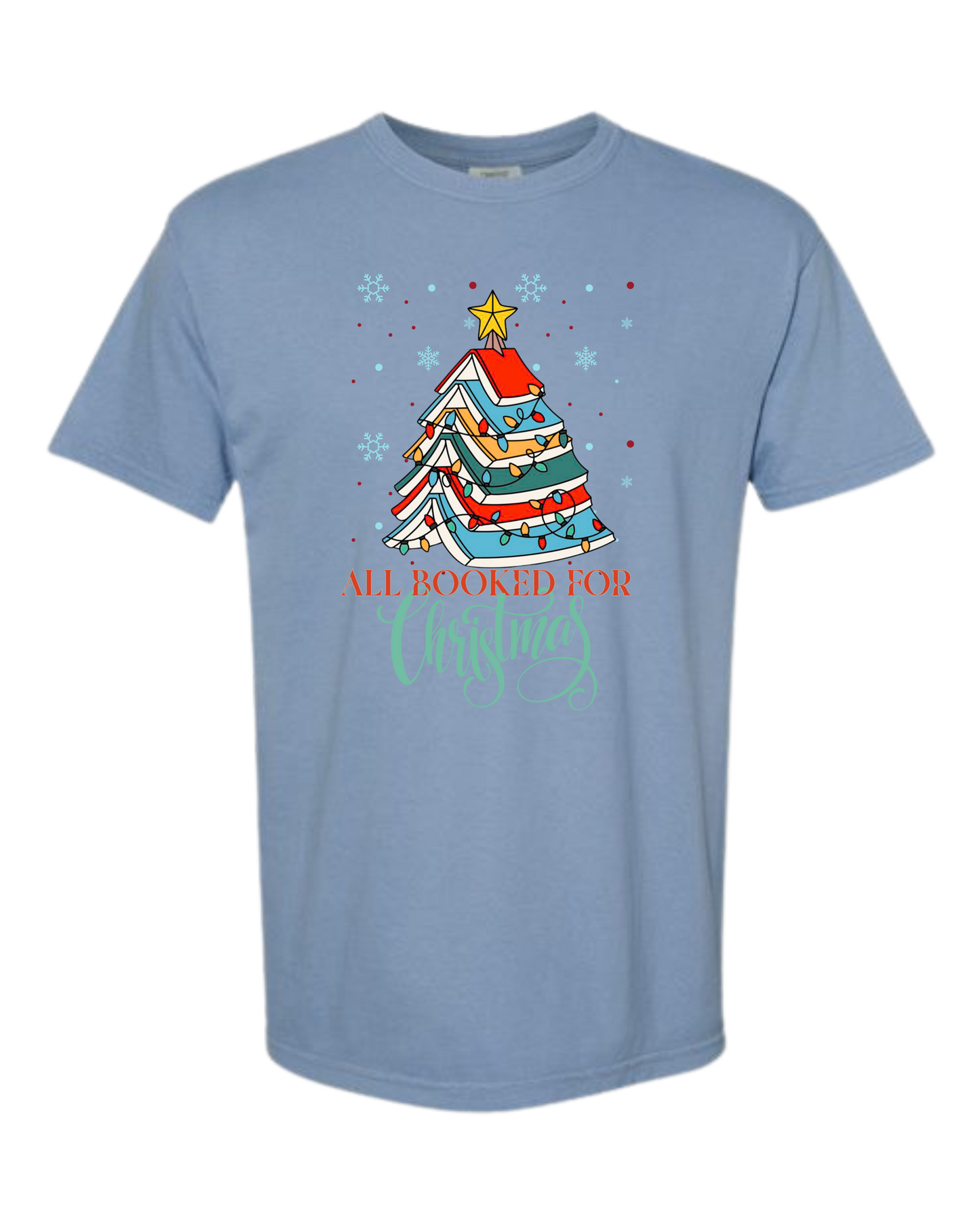All Booked For Christmas - Comfort Colors - Heavyweight Unisex Tee - Blues