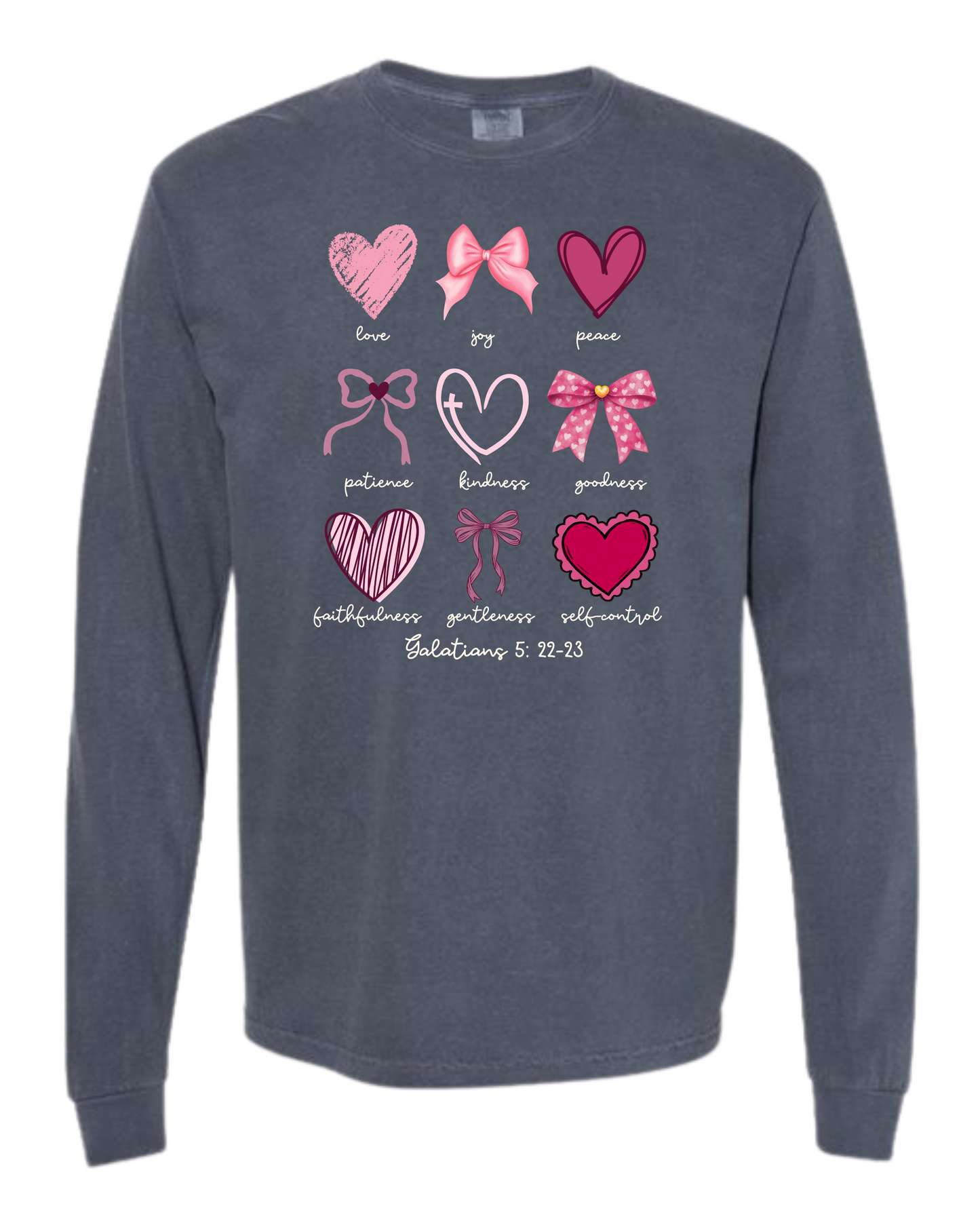 Galatians 5 - Valentines - Comfort Colors - Heavyweight Long Sleeve Tee - Blues & Greens