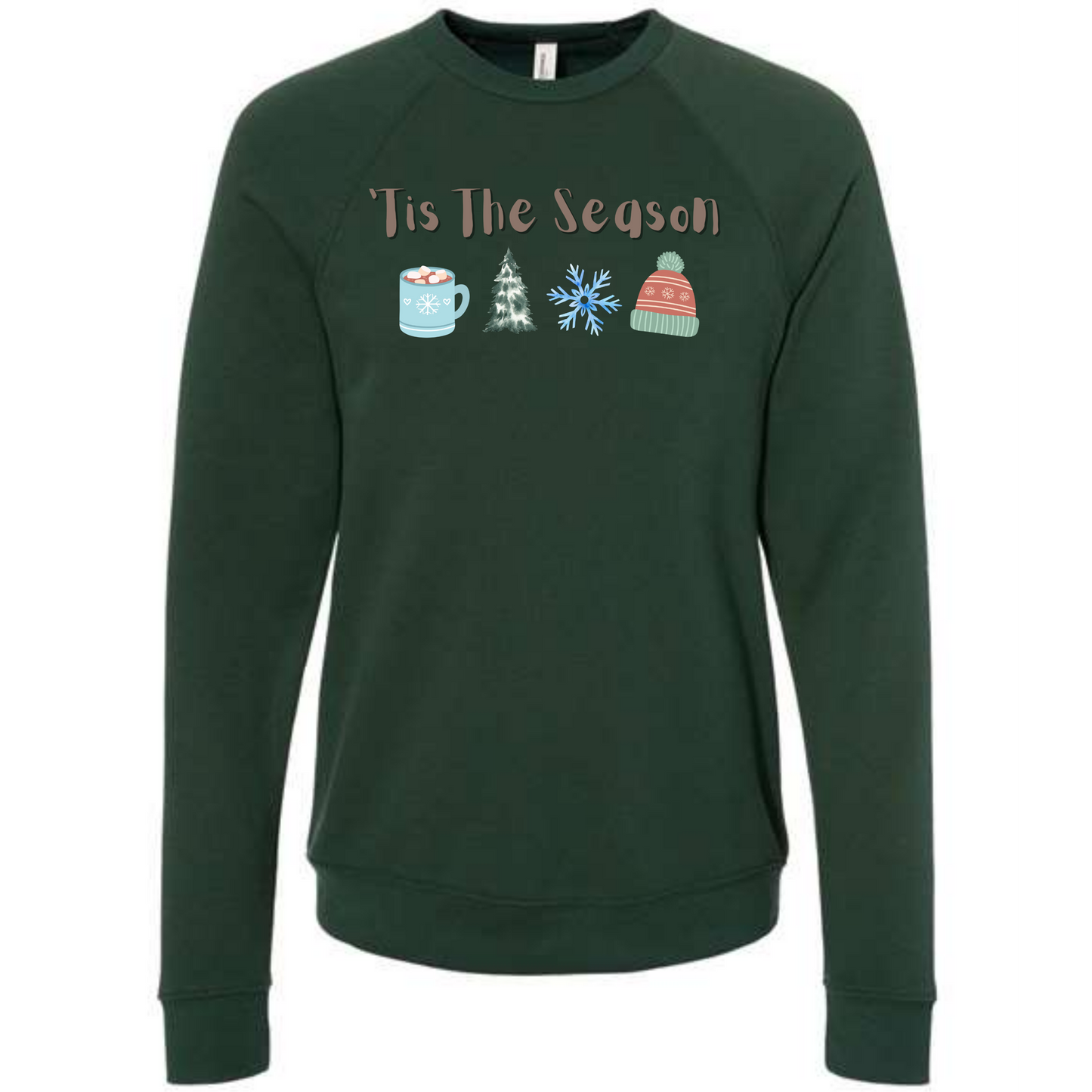 'Tis The Season - Winter - Sponge Fleece Raglan Sweatshirt - Greens, Neutrals
