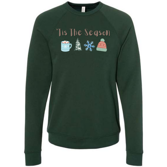 'Tis The Season - Winter - Sponge Fleece Raglan Sweatshirt - Greens, Neutrals