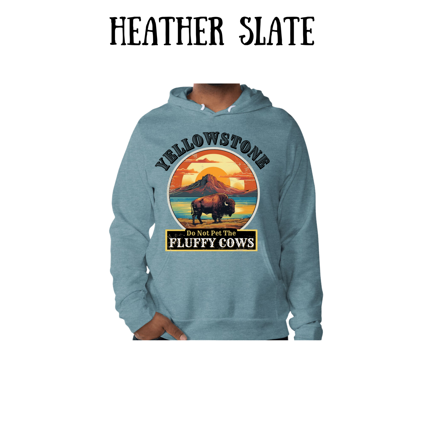 CP - Yellowstone: Fluffy Cows - Sponge Fleece Hoodie - Greens, Neutrals