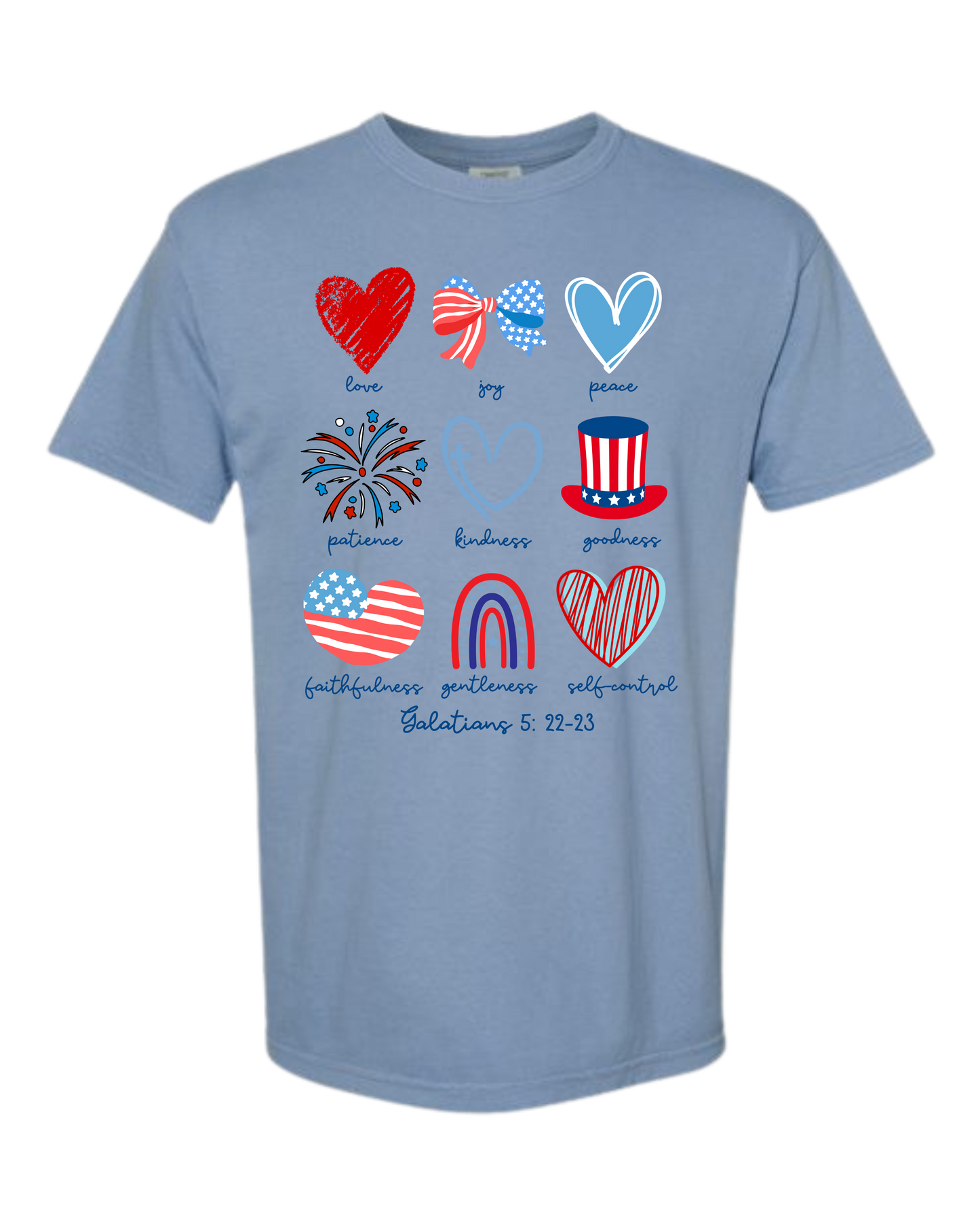Galatians 5 - Patriotic - Comfort Colors - Heavyweight Unisex Tee - Blues