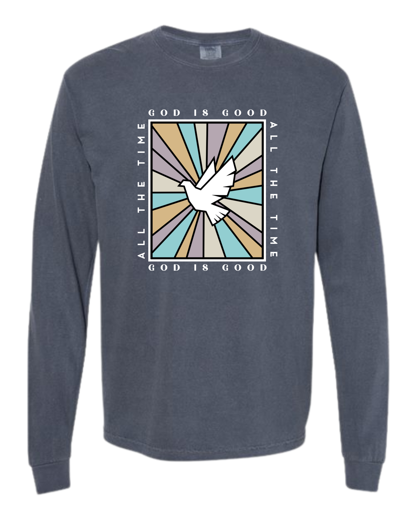 God Is Good - Comfort Colors - Heavyweight Long Sleeve Tee - Blues & Greens