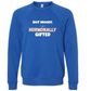 Not Moody. (just) Hormonally Gifted - Sponge Fleece Raglan Sweatshirt - Blues, Greens, Purple, and Black