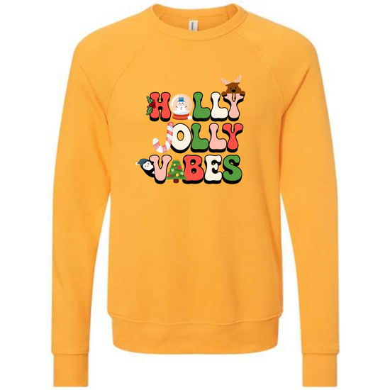 Holly Jolly Vibes - Sponge Fleece Raglan Sweatshirt - Assorted Colors