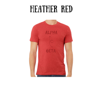 beta to alpha - unisex tee - yellows, oranges, reds