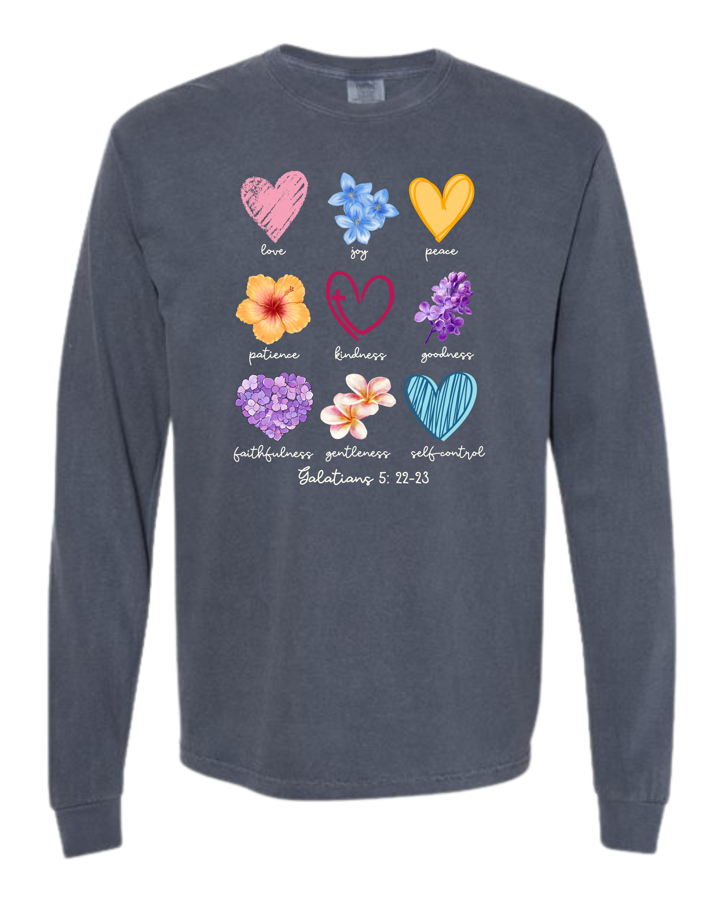 Galatians 5 - Spring - Comfort Colors - Heavyweight Long Sleeve Tee - Blues & Greens