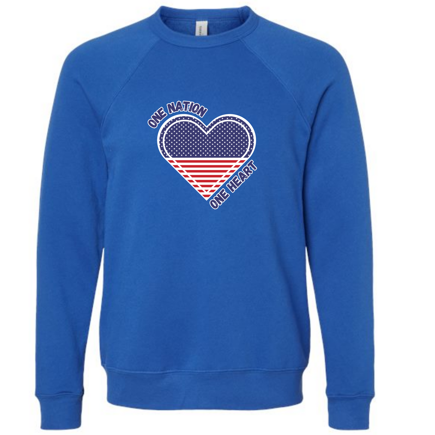 One Nation One Heart - Sponge Fleece Raglan Sweatshirt - Blues, Greens, Purple, and Black