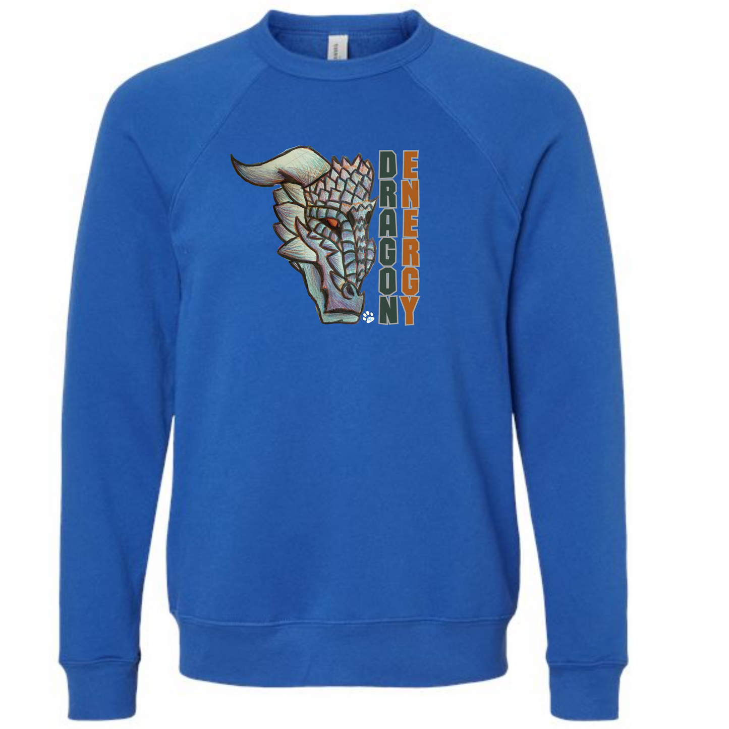 Dragon Energy - Sponge Fleece Raglan Sweatshirt - Blues, Greens, Purple, and Black