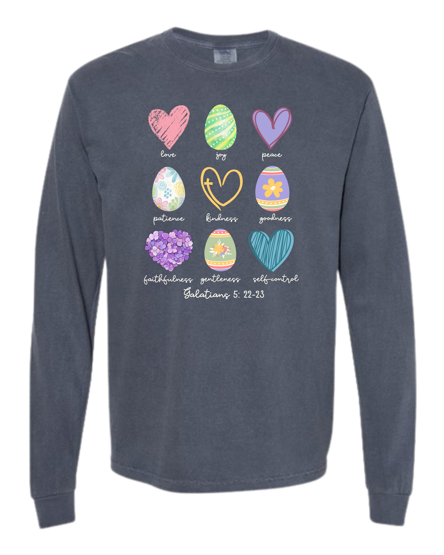 Galatians 5 - Easter - Comfort Colors - Heavyweight Long Sleeve Tee - Blues & Greens