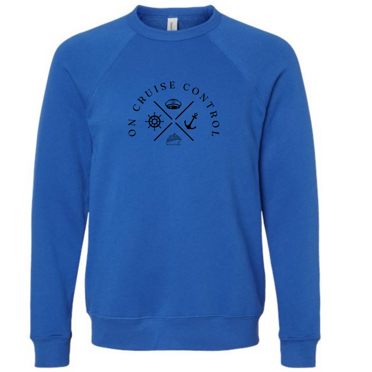 On Cruise Control - Sponge Fleece Raglan Sweatshirt - Blues, Greens, Purple, and Black
