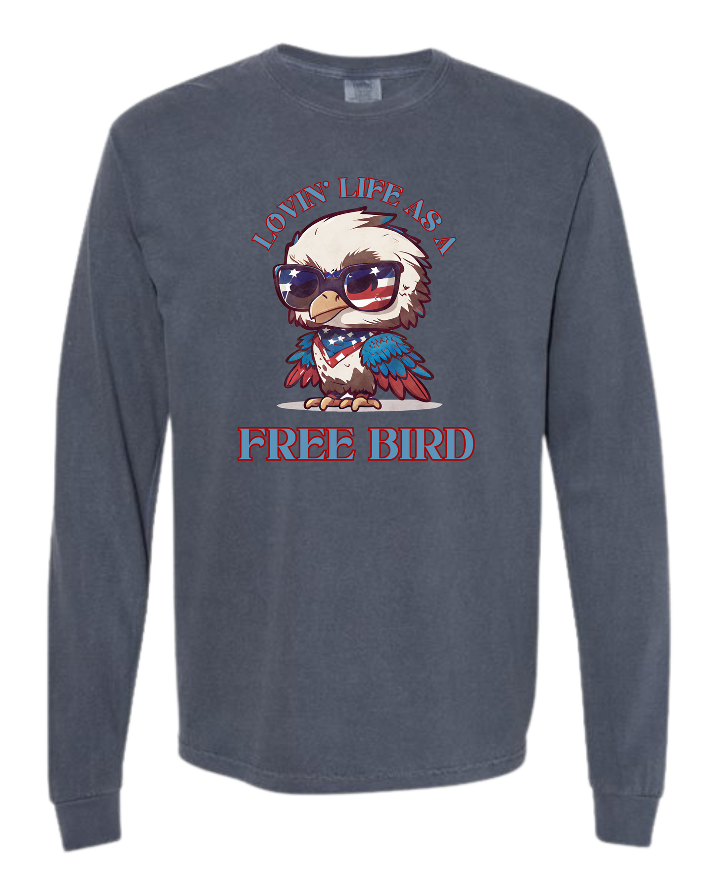 Lovin' Life as a Free Bird - Comfort Colors - Heavyweight Long Sleeve Tee - Blues & Greens