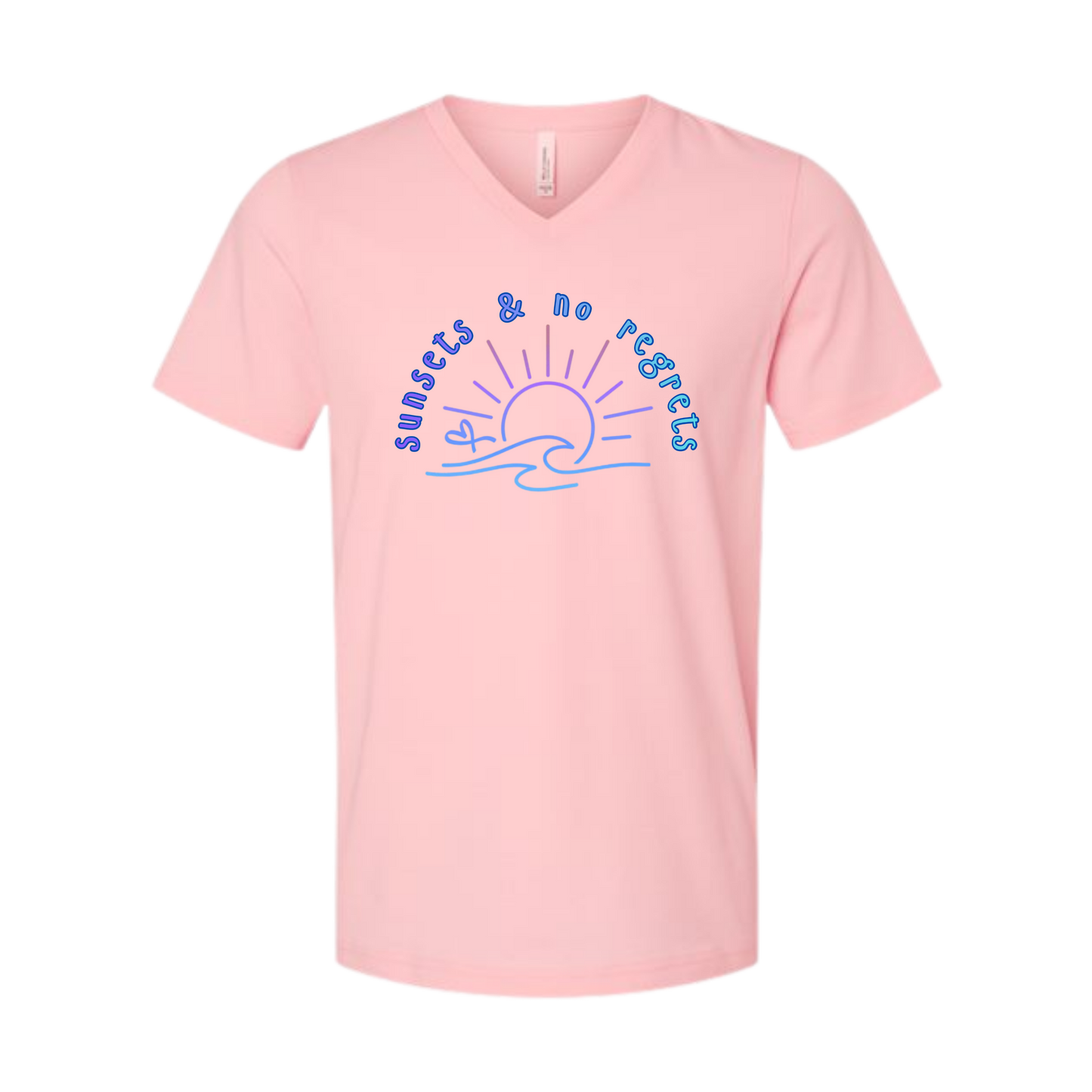 Sunsets & No Regrets - Bella+Canvas - Unisex V-Neck - Assorted Colors