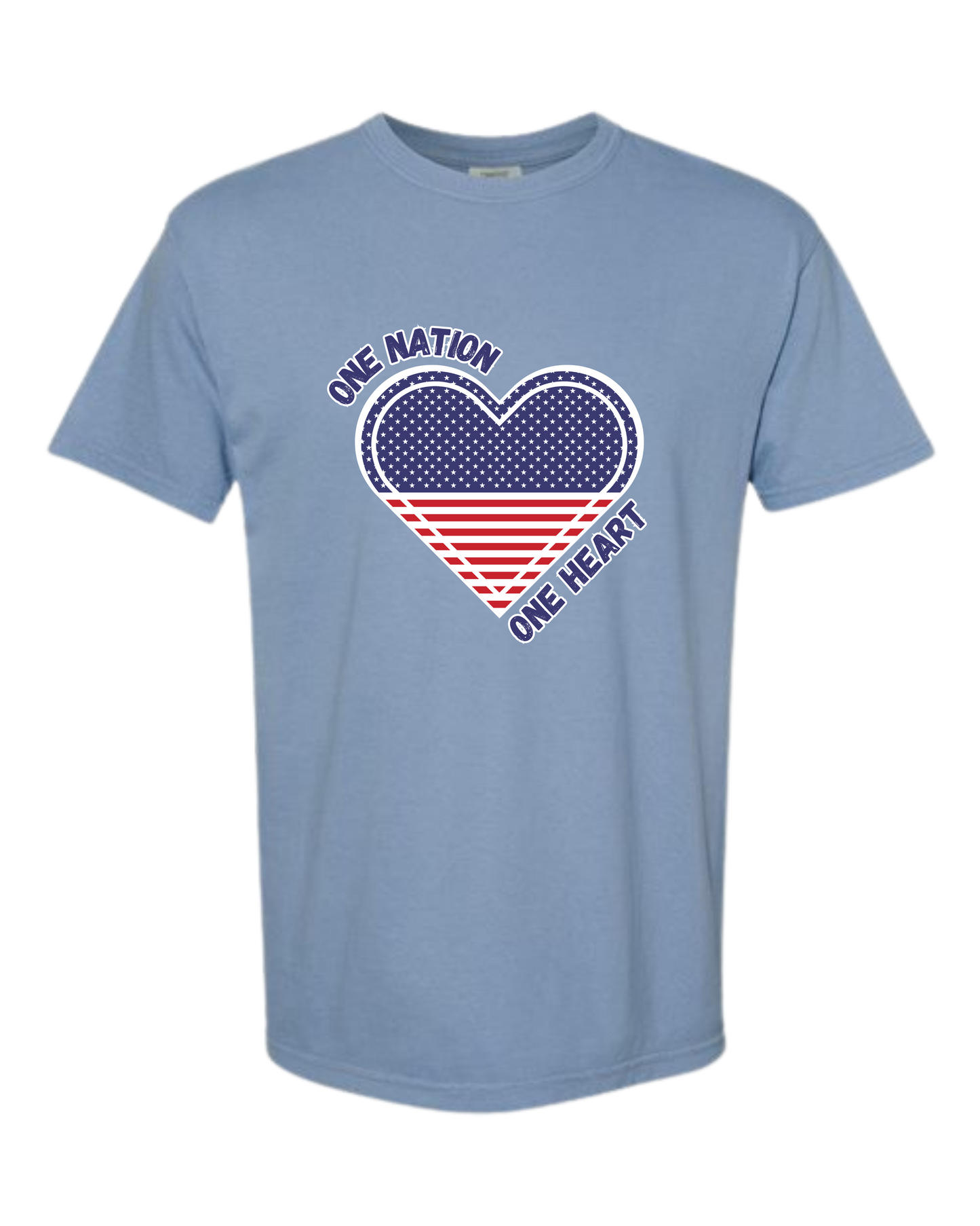 One Nation One Heart - Comfort Colors - Heavyweight Unisex Tee - Blues