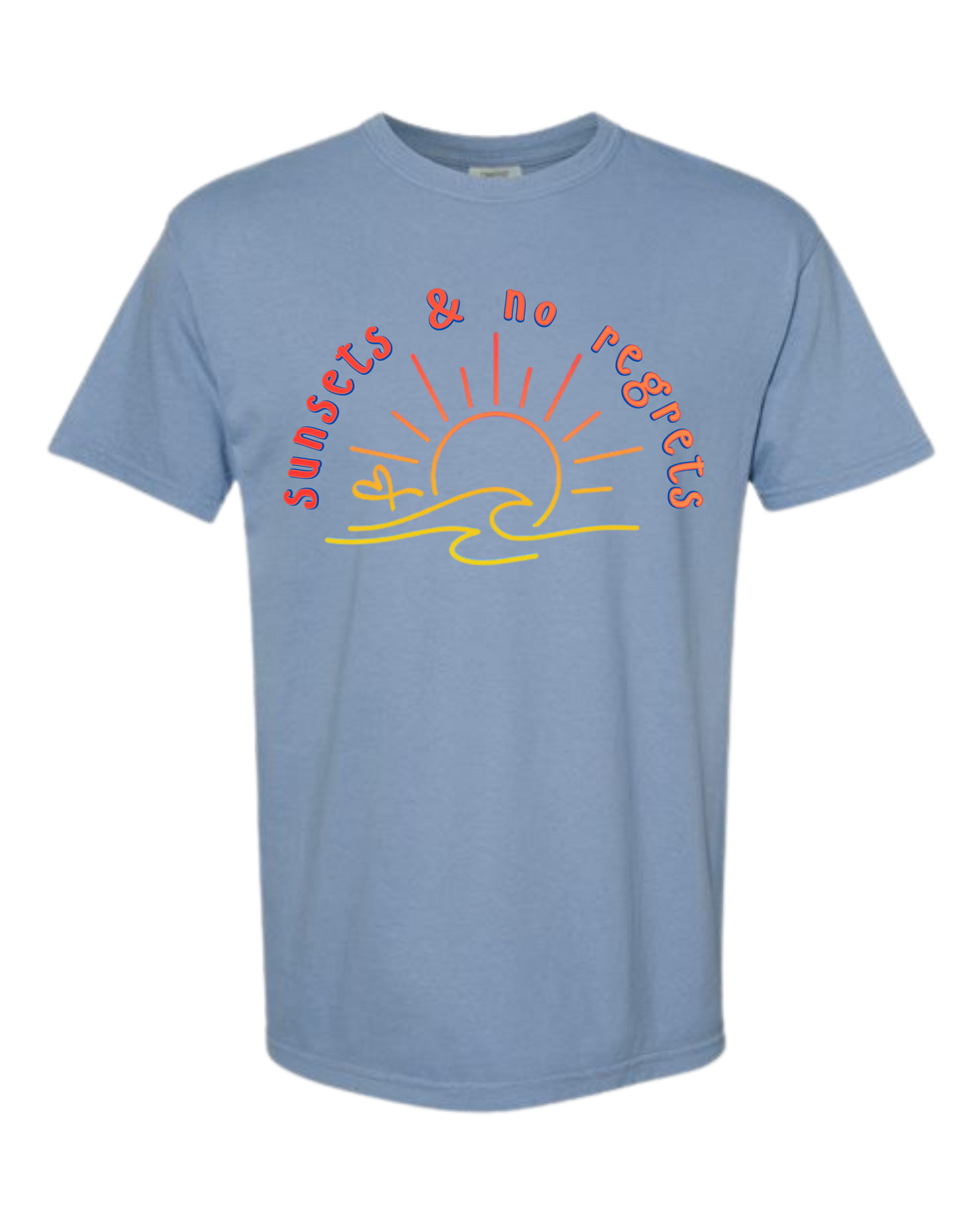 Sunsets & No Regrets - Comfort Colors - Heavyweight Unisex Tee - Blues