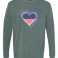 One Nation One Heart - Comfort Colors - Heavyweight Long Sleeve Tee - Blues & Greens