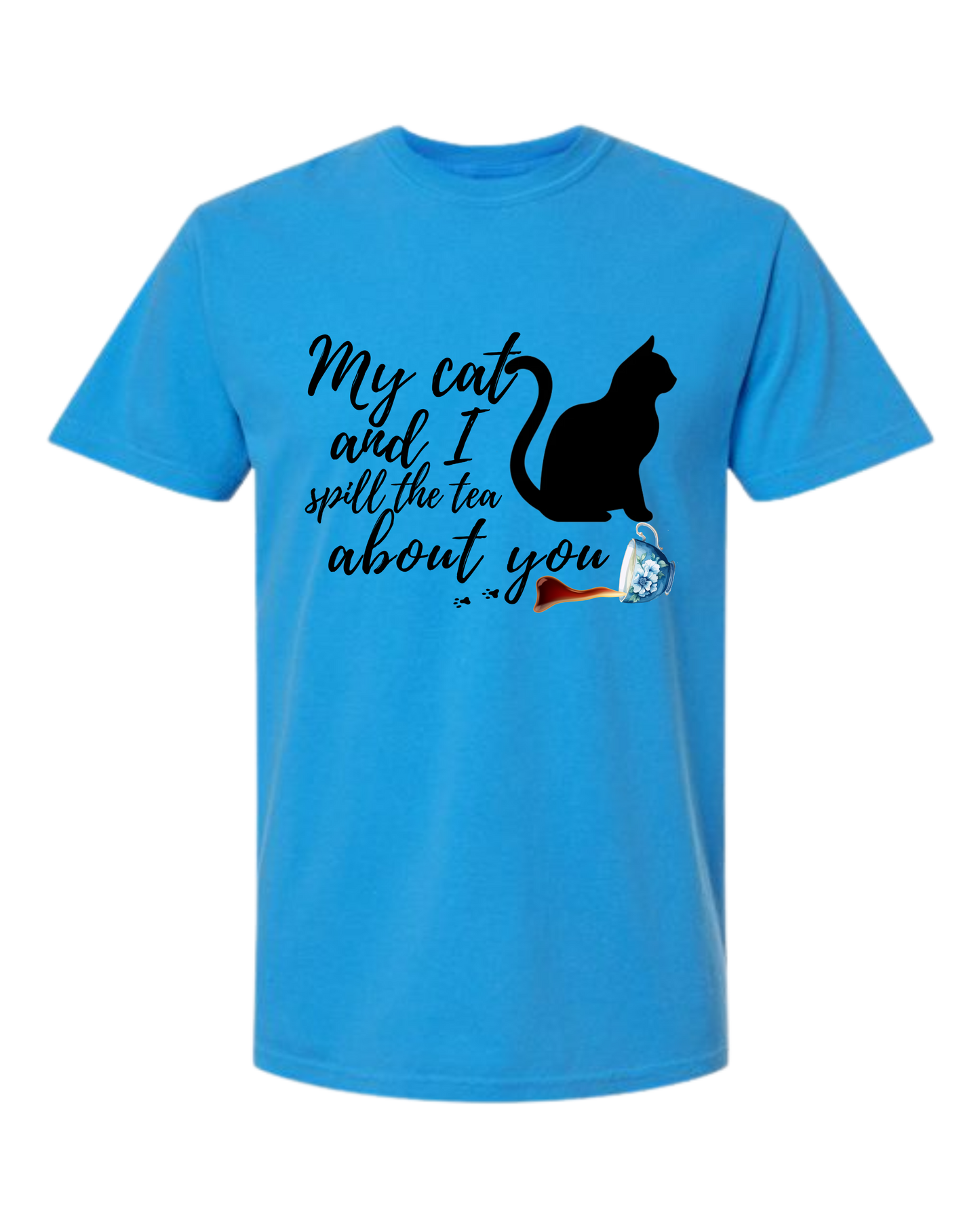 My Cat and I spill the tea about you - Comfort Colors - Heavyweight Unisex Tee - Blues