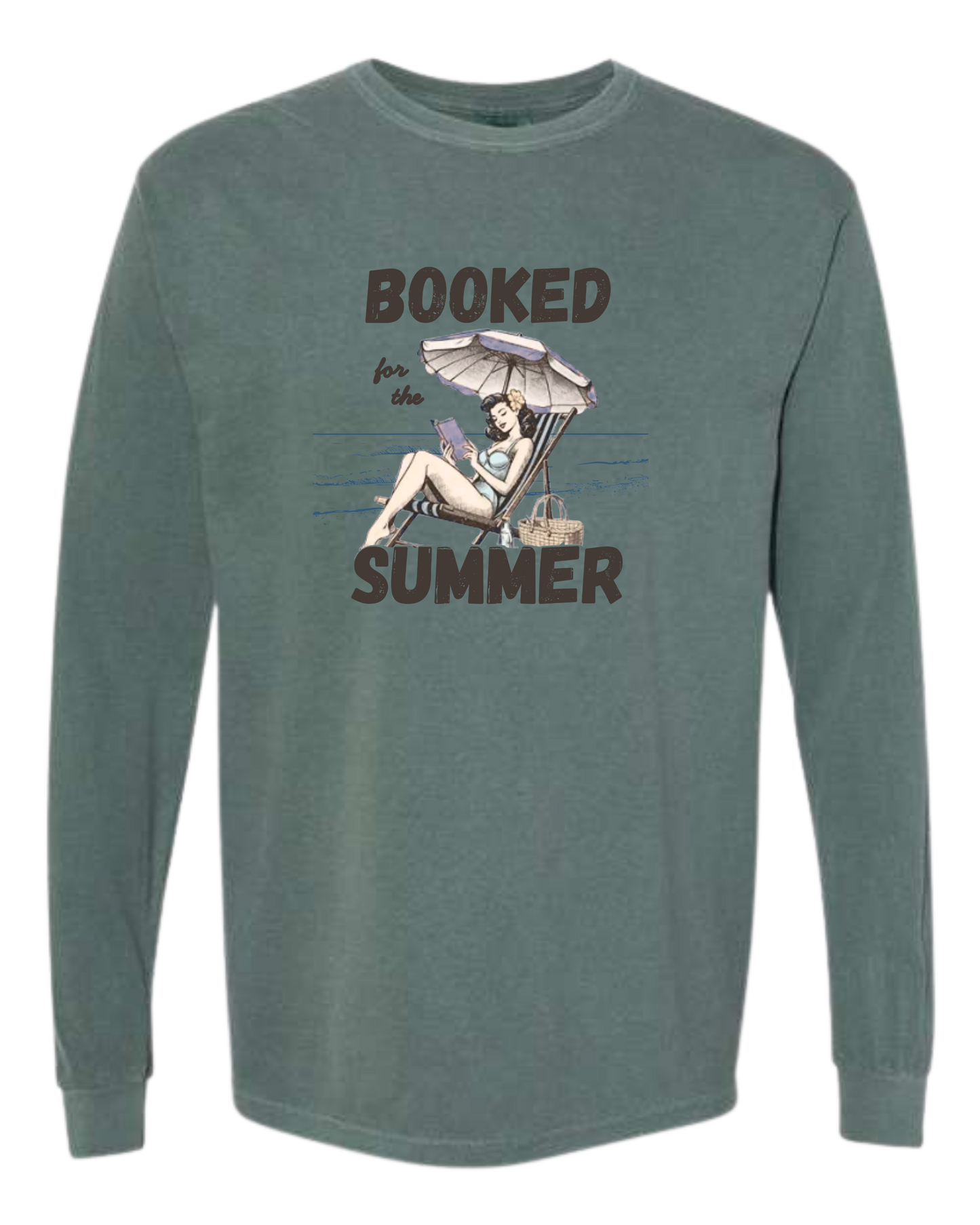 Booked for the Summer - Comfort Colors - Heavyweight Long Sleeve Tee - Blues & Greens