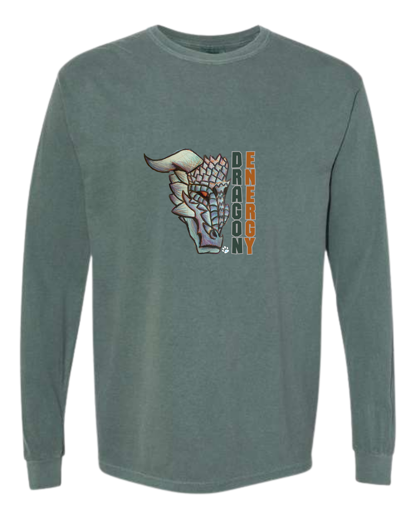 Dragon Energy - Comfort Colors - Heavyweight Long Sleeve Tee - Blues & Greens