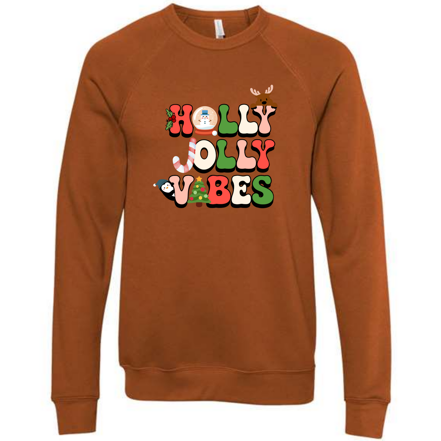 Holly Jolly Vibes - Sponge Fleece Raglan Sweatshirt - Assorted Colors