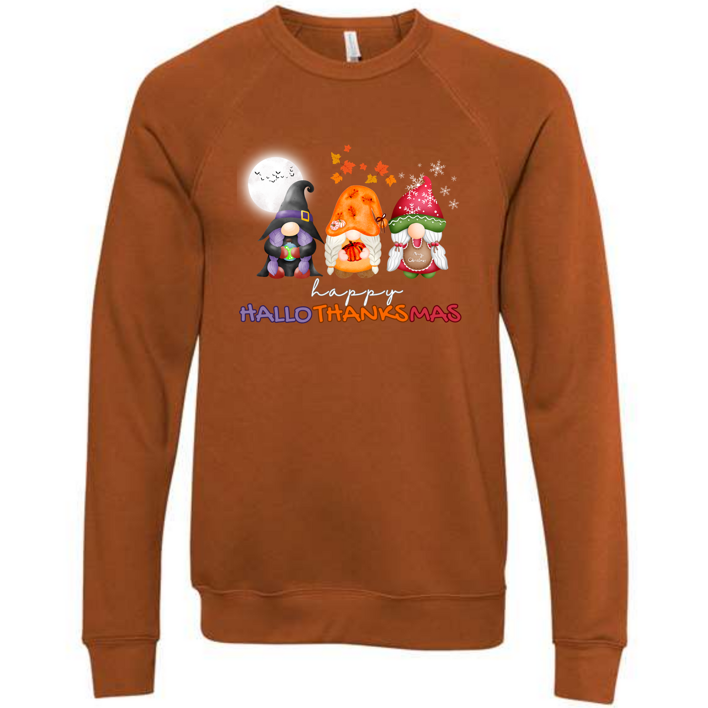 Happy Hallothanksmas Gnomes - Sponge Fleece Raglan Sweatshirt - Assorted Colors