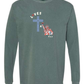 Loves Jesus & America too - Comfort Colors - Heavyweight Long Sleeve Tee - Blues & Greens