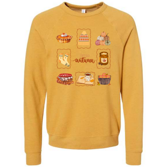 Hello Autumn - Sponge Fleece Raglan Sweatshirt - Assorted Colors