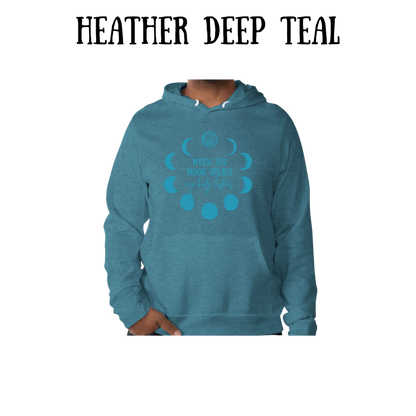 when the moon speaks - sponge fleece hoodie - blues, purples