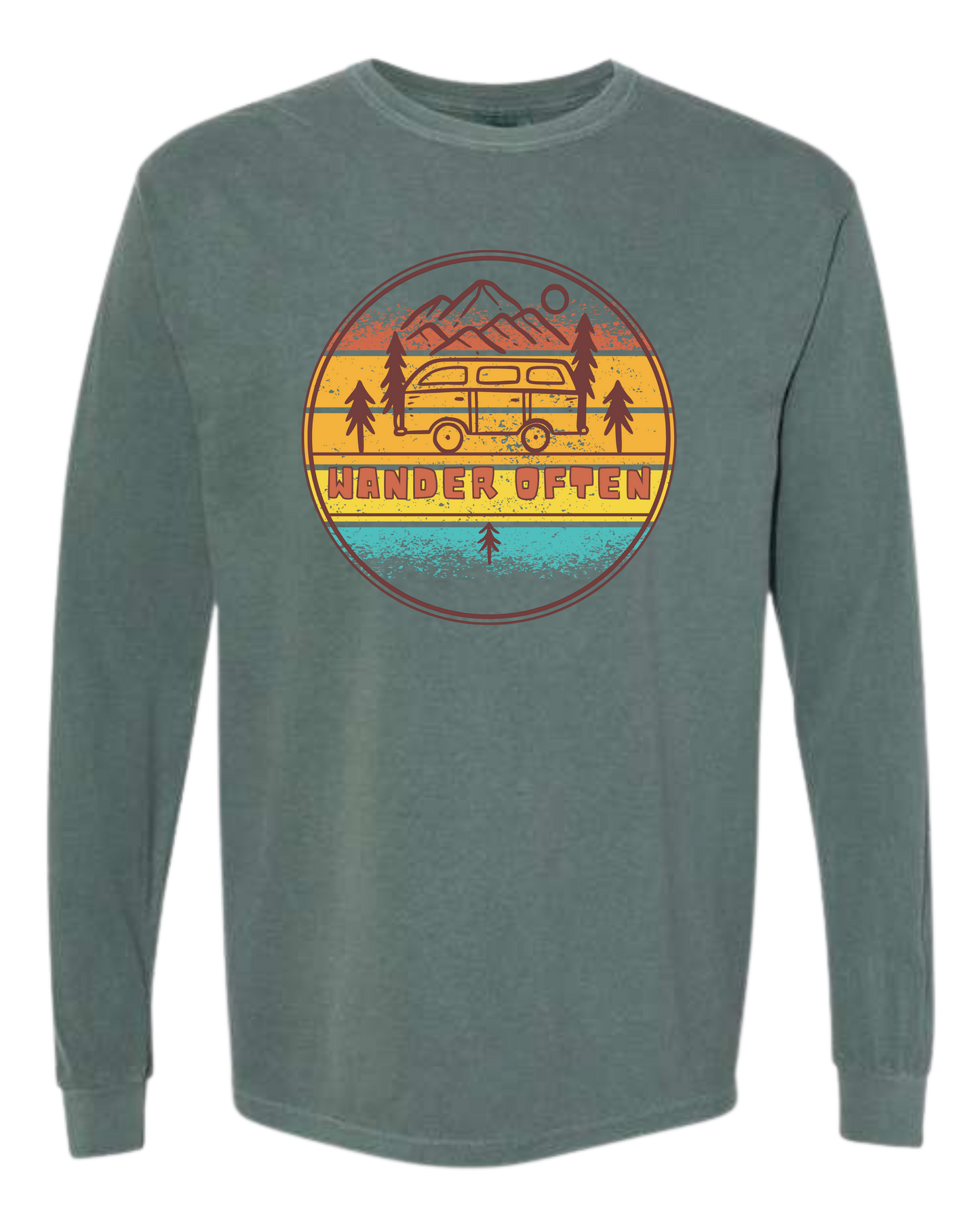 Wander Often - Comfort Colors - Heavyweight Long Sleeve Tee - Blues & Greens