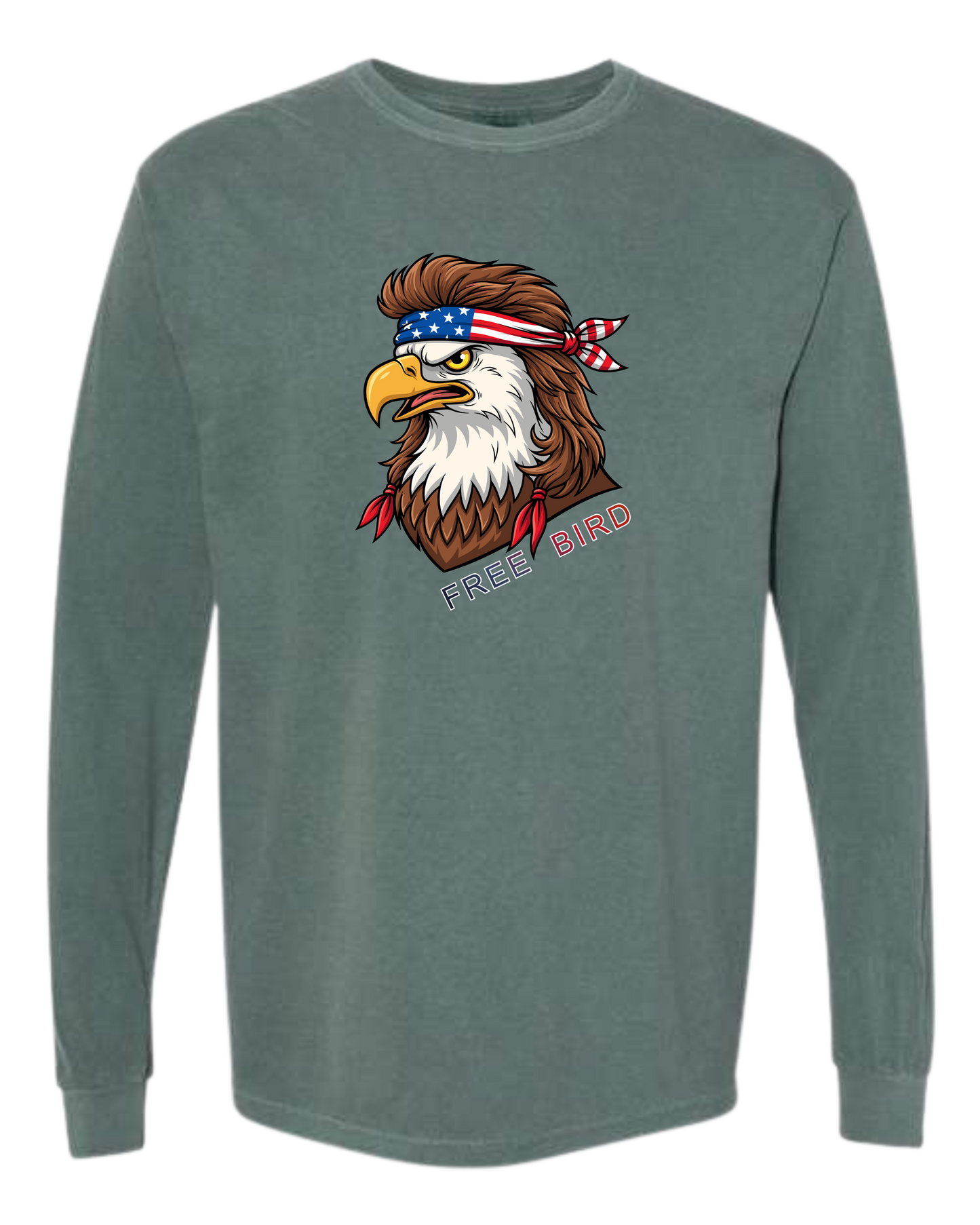 Rockin Free Bird - Comfort Colors - Heavyweight Long Sleeve Tee - Blues & Greens